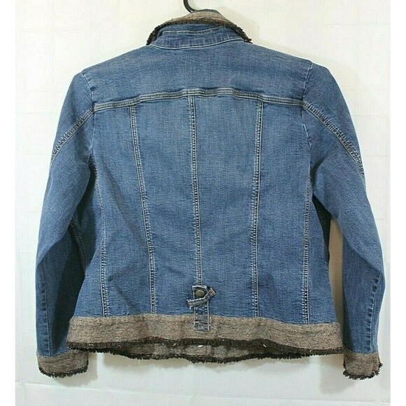 Venezia Womens Vintage Jean Trucker Jacket Rhinestones Fringe Coat Size L - Picture 7 of 8